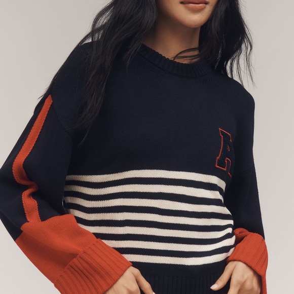 Anthropologie Navy and Red Striped Sweater - Picture 2 of 11